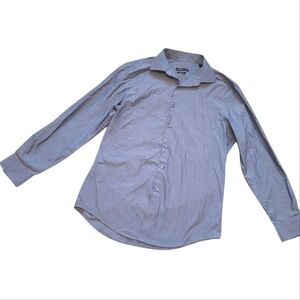 Van Heusen Studio Mens Blue Wrinkle Free Slim Fit Button Up Dress Shirt